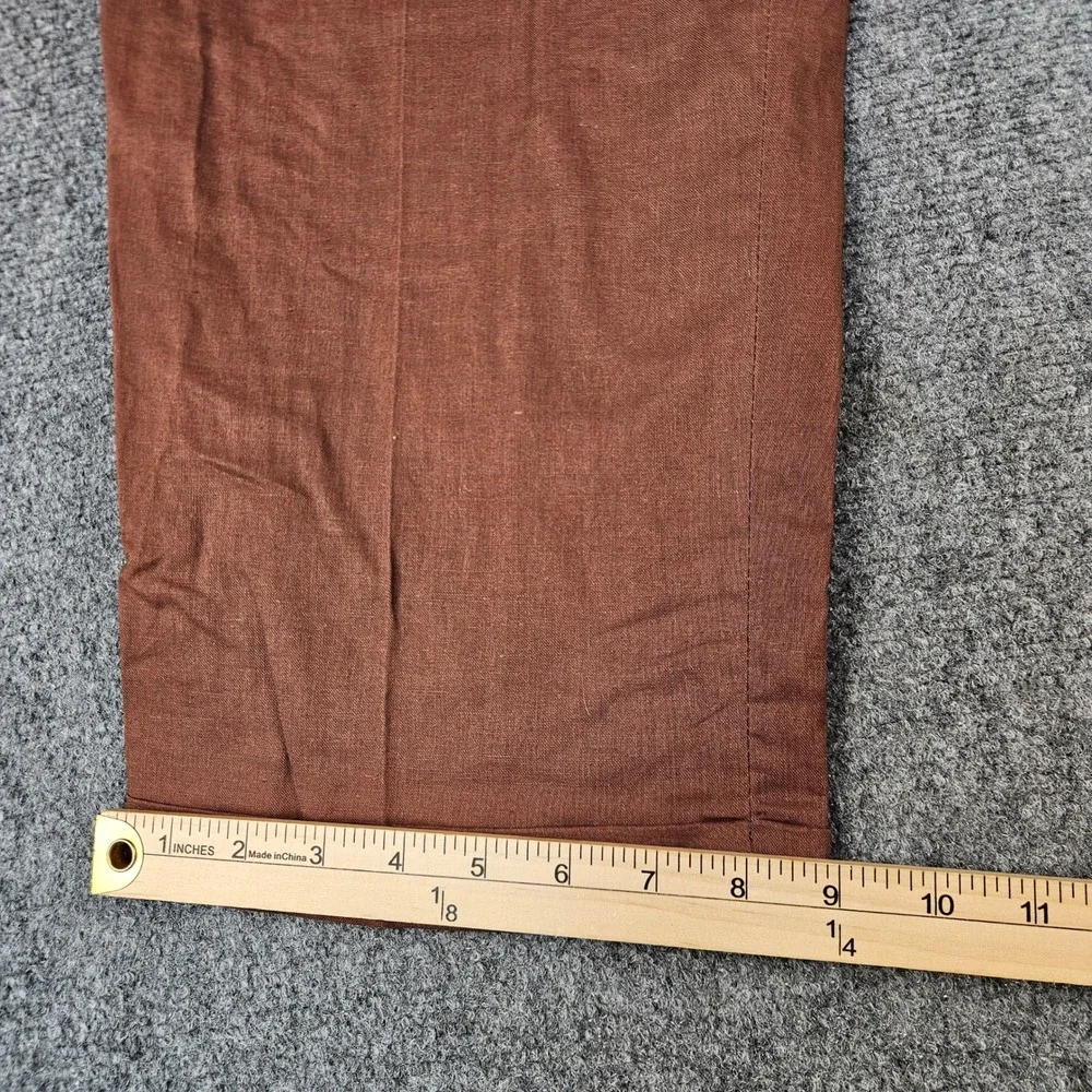 Steve Harvey Celebrity Edition Men Brown Linen Cotton Pleated Dress Pants 38x30